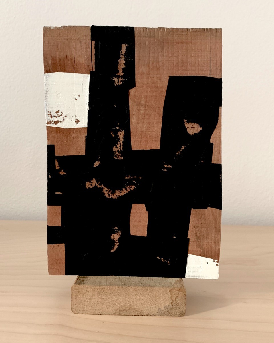 Wood block, 2020, Acrylic and oil paint on wood