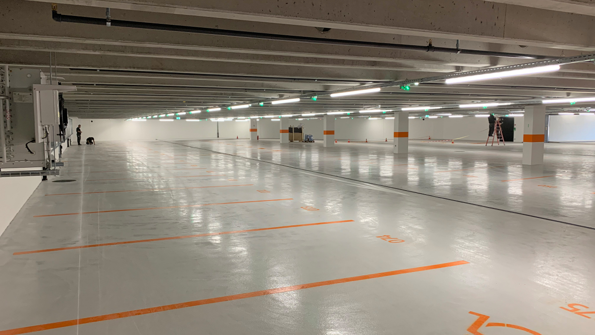 View of underground parking garage