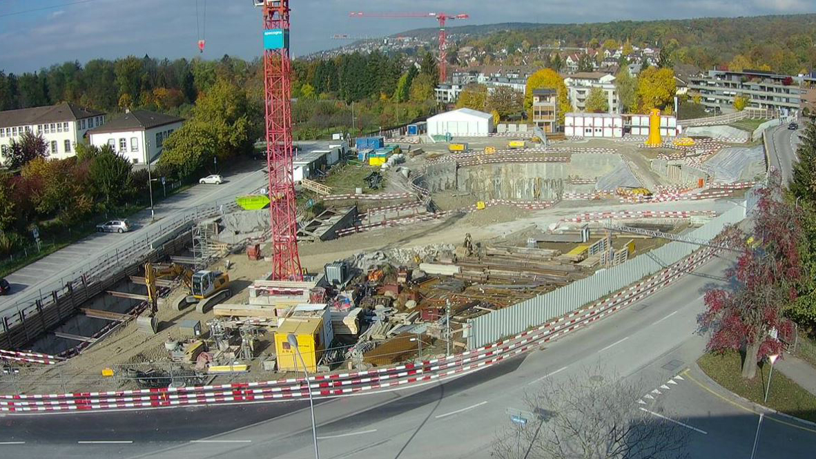 Baugrube Forschungsgebäude 2 - Bildquelle Webcam der Bauherrschaft
