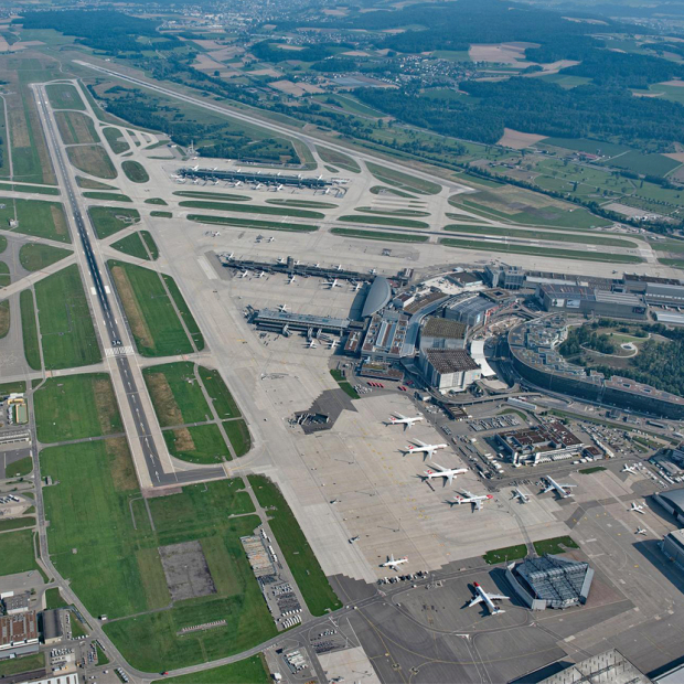 Luftbild von Flugbetriebsflächen des Flughafens Zürich. Projekt-bild_FZAG